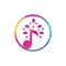 Music tree logo design. Music and eco symbol or icon.