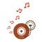 Music turntable disc brown retro music notes vector