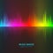 Music waves background. Rainbow sound music equalizer with reflection