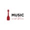 Music and wine logo design template. vector illustration of wine bottle icon and guitar icon concept. bar, studio, party club