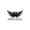 Music wing logo vector illustration piano design