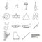 Musica instrument thin line icon set