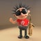Musical 3d punk rocker with spikey hair playing a saxophone, 3d illustration