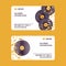 Musical accessories set of business cards vector illustration. Music concept with vinyl records, notes. Playing