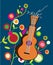 Musical background with guitar and flower
