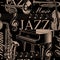 Musical black and white seamless background of jazz theme