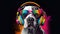 Musical Bliss Dog Enjoys Tunes with Headphones