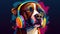 Musical Bliss Dog Enjoys Tunes with Headphones