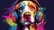 Musical Bliss Dog Enjoys Tunes with Headphones