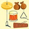 Musical drum wood rhythm music instrument series set of percussion vector illustration