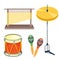 Musical drum wood rhythm music instrument series set of percussion vector illustration