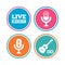 Musical elements icon. Microphone, Live music.