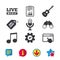 Musical elements icon. Microphone, Music note.