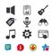 Musical elements icon. Microphone, Sound speaker.