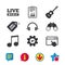 Musical elements icon. Music note and guitar.