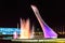 Musical fountain at night. Olympic Torch, Sochi, Russia.