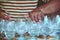 Musical glass or glass harp performance
