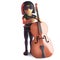 Musical goth girl plays a double bass, 3d illustration
