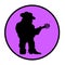 Musical icon with a silhouette of a guitarist