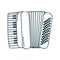 Musical instrument accordion doodle style isolated vector illustration