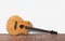 Musical instrument - Front view Broken acoustic guitar white wall