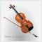 The musical instrument realistic violin with a fiddle stick