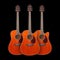 Musical instrument - Three orange Flame maple cutaway acoustic g