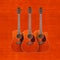 Musical instrument - Three orange Flame maple cutaway acoustic g