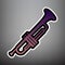 Musical instrument Trumpet sign. Vector. Violet gradient icon wi