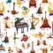 Musical instrument wizard characters pattern
