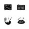 Musical instruments black glyph icons set on white space