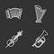 Musical instruments chalk icons set