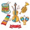 Musical instruments. Children& x27;s toys. Set. Violin, drum, glocken