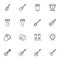 Musical instruments line icons set