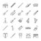 Musical instruments linear icons set