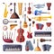 Musical Instruments Set, Cello, Violin, Guitar, Balalaika, Drum, Xylophone, Saxophone, Harmonica, Maracas, Synthesizer