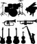 Musical instruments silhouettes collection