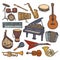 Musical instruments sketch icon