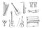 Musical instruments sketch icons for art design