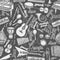 Musical instruments sketch seamless pattern