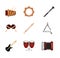 Musical instruments string wind percussion icon set isolated icon