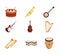 Musical instruments string wind percussion icon set isolated icon