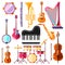 Musical instruments vector illustration. Colorful isolated icons and design elements set