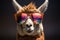 Musical llama rocks glasses, grooving to tunes with stylish flair
