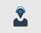 Musical Location Icon. One Eyed Man with Location headed.