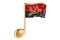 Musical note with Angolan flag. Music in Angola, concept. 3D rendering