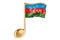 Musical note with Azerbaijani flag. Music in Azerbaijan, concept. 3D rendering