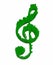Musical note clef symbol made from green grass