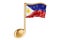 Musical note with Filipino flag. Music in Philippines, concept. 3D rendering
