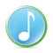 Musical note icon natural aqua cyan blue round button